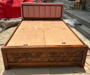 Home Modern Sheesham Wood Hydraulic Storage Bed